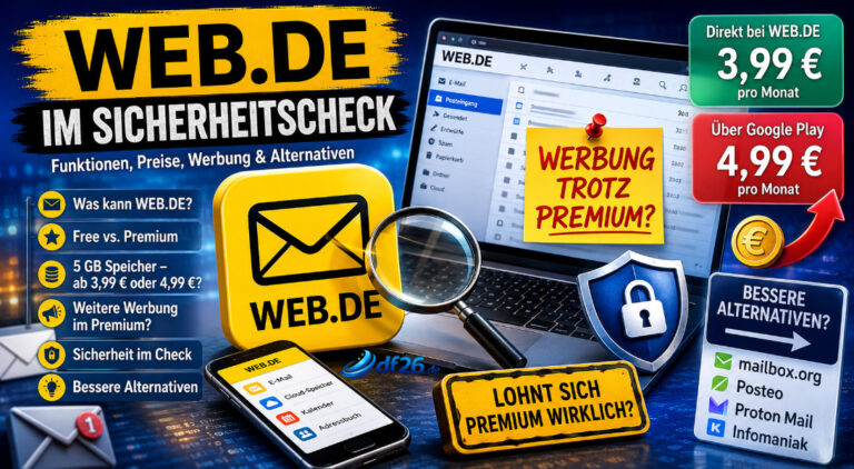 WEB.DE im Sicherheitscheck: Deutscher Klassiker mit viel Werbung und fragwürdigem Premium-Modell